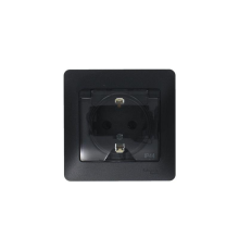 Systeme electric GSL000748 GLOSSA РОЗЕТКА с заземлением со шторками,с крышкой, IP44, в сборе, АНТРАЦИТ