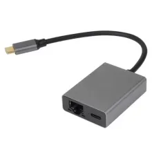 Адаптер TypeC--->RJ45+PD 100Вт, Allum Shell, VCOM <CU4591> VCOM CU4591