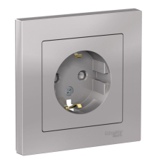 Systeme electric ATN000344 ATLASDESIGN РОЗЕТКА с заземлением со шторками, 16А, в сборе, АЛЮМИНИЙ