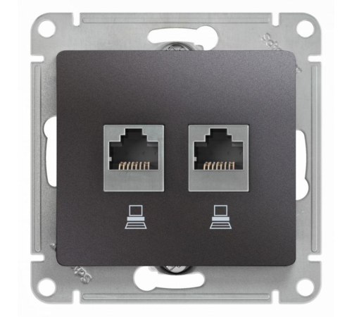 Розетка компьютерная 2-м Glossa RJ45 кат.5E механизм графит SE GSL001385KK