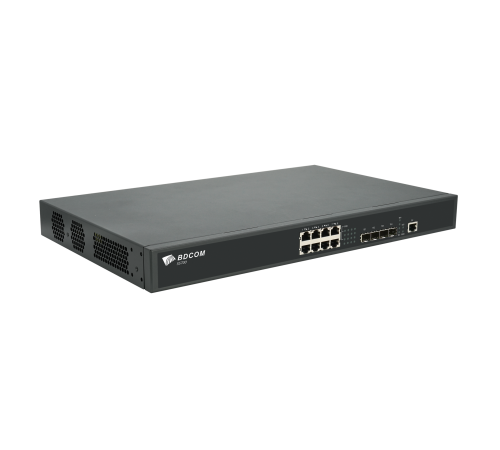 Управляемый коммутатор уровня 3 BDCOM S5700-8EP4X, 8x 2.5GBASE-Т PoE 802.3af/at/bt до 370W, 4x 1/10GE SFP+, ~220V AC