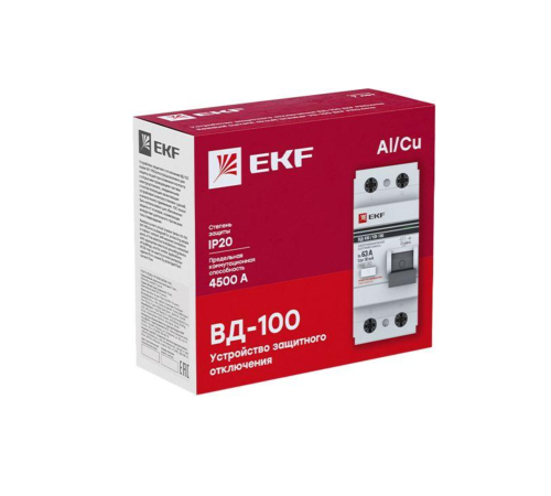 Выключатель дифференциального тока (УЗО) 2п 32А 30мА тип AC ВД-100 (электромех.) PROxima EKF elcb-2-