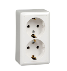 Systeme electric RA16-238I-B ХИТ О/У РОЗЕТКА двойная с заземлением без шт. ИЗОЛ.ПЛ. 16А, 250В, БЕЛЫЙ. Россия