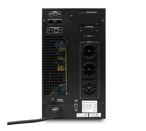 ИБП POWERMAN Online 2000, LCD, двойного преобразования, 2000ВА, 1800Вт, 3 евророзетки с резервным питанием, USB, RS232, слот SNMP, разъем EPO, батарея 12В 9Ач 4 шт., 215 х 315 х 475 мм., 18.5 кг. Powerman Online 2000 ИБП POWERMAN Online 2000, LCD, двойного преобразования, 2000ВА, 1800Вт, 3 евророзетки с резервным питанием, USB, RS232, слот SNMP, разъем EPO, батарея 12В 9Ач 4 шт., 215 х 315 х 475 мм., 18.5 кг. Powerman Online 2000