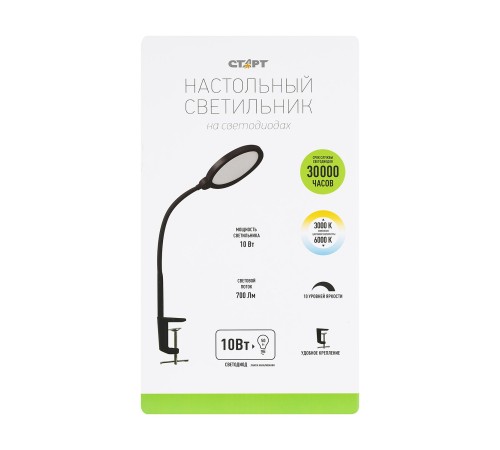 СТАРТ 4610116204061 Светильник настольный со светодиодами CT210 черный -- 30 СТАРТ 4610116204061 Светильник настольный со светодиодами CT210 черный -- 30