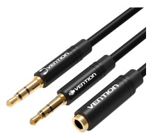 Переходник-разветвитель Vention гибкий Jack 3.5 mm F 4 pin/Jack 3.5 mm M x 2 - 1м Разветвитель Vention mini Jack 3.5 mm F/mini Jack 3.5 mm M x 2 - 1 м (BBDBF)