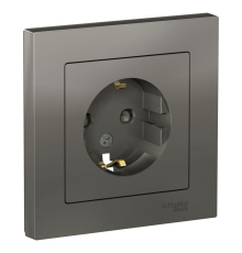 Systeme electric ATN000944 ATLASDESIGN РОЗЕТКА с заземлением со шторками, 16А, в сборе, СТАЛЬ