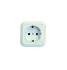 Розетка 1-м ОП 16А IP20 квадрат. с заземл. бел. Makel 45108