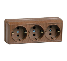 Iek ERO31-K04-16-DC РС23-3-ОД Розетка 3местн. с з/к 16А откр.уст. ОКТАВА (дуб)