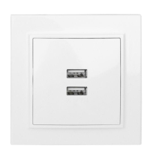 EKF ERR-2USB-100 Минск Розетка USB 2-местная СП 2,1А  белая  EKF