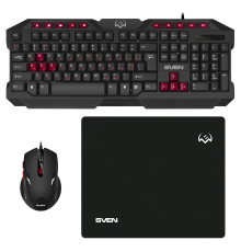 Игровой набор клавиатура+мышь+коврик GS-9200 (114 кл,, 8 смен. кл., 800-2400DPI, 5+1кл.)