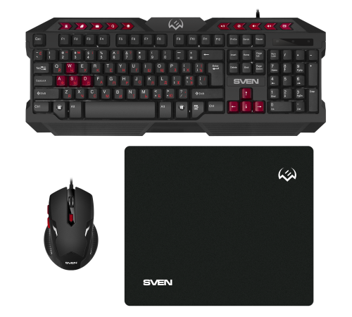Игровой набор клавиатура+мышь+коврик GS-9200 (114 кл,, 8 смен. кл., 800-2400DPI, 5+1кл.)