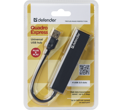 DEFENDER Универсальный USB разветвитель Quadro Express USB3.0, 4 порта (83204)