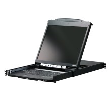 Kонсоль управления, для KVM-переключателей, электрон., 19", SVGA+KBD+MOUSE PS/2 USB, с KVM шнуром USB 1.8м, LCD Kран 19", лат./рус.Kлав., (выход на вторую конс 1280x1024 75Hz DDC2BKрепление DUAL RAIL доп.порт USB A-типа Female)/ATEN ATEN CL5800N