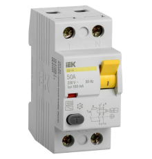Выключатель дифференциального тока (УЗО) 2п 50А 100мА тип AC ВД1-63 IEK MDV10-2-050-100