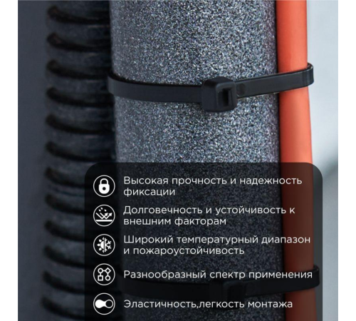 Rexant (07-0201-4) Хомут nylon 2.5 х 200 мм 100 шт черный Rexant (07-0201-4) Хомут nylon 2.5 х 200 мм 100 шт черный