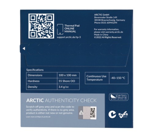 Термопрокладка Arctic Thermal pad  100x100mm, 1,5mm TP-3 (ACTPD00054A)