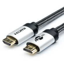 Кабель HDMI 3 м (HIGH speed, Metal gold, в чулке, в пакете) ATcom HDMI 2.0 (m) - HDMI 2.0 (m) 3 м (AT3782)