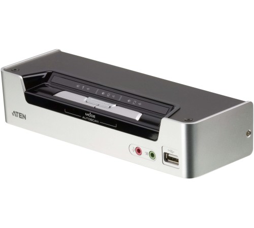 Переключатель, электрон., KVM+Audio+USB 2.0,  1 user USB+HDMI =>  2 cpu USB+HDMI, соШнур. USB 2х1.8м., настол., исп.стандарт, без OSD, некаскад.. ATEN CS1792