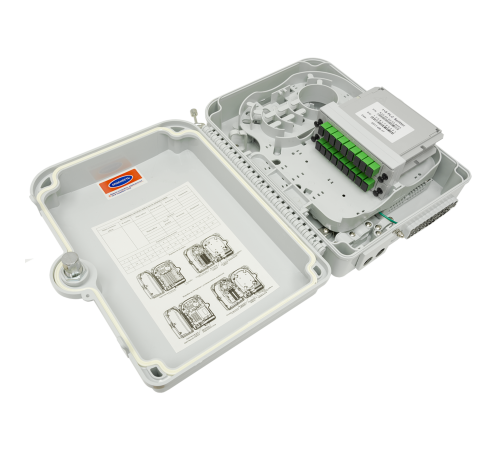 Коробка распределительная оптическая SNR-FTTH-FDB-24X (укомплектованная 2 делителями 1х8)