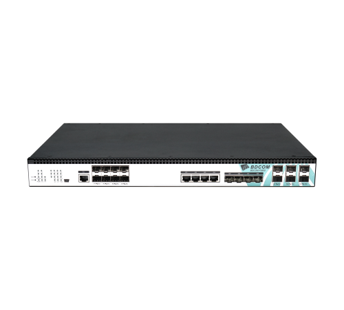 OLT BDCOM P3600-08E-2AC с 8 портами GEPON (SFP), 4GE, 4 SFP,  6 SFP+, 2*AC