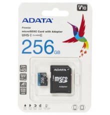 Micro SecureDigital 256Gb A-DATA AUSDX256GUICL10A1-RA1 {MicroSDXC Class 10 UHS-I, SD adapter}