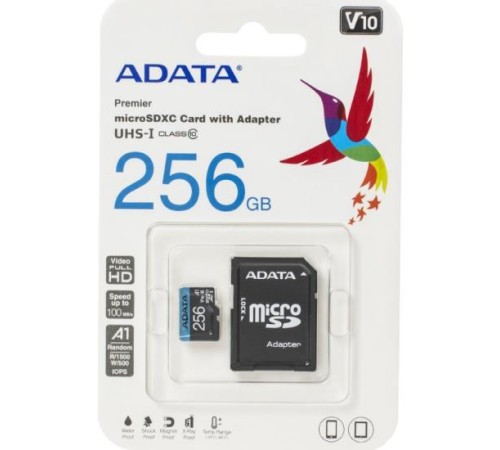 Micro SecureDigital 256Gb A-DATA AUSDX256GUICL10A1-RA1 {MicroSDXC Class 10 UHS-I, SD adapter} Micro SecureDigital 256Gb A-DATA AUSDX256GUICL10A1-RA1 {MicroSDXC Class 10 UHS-I, SD adapter}
