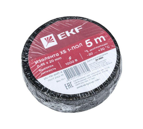 EKF plc-hb-pol1-4 Изолента ХБ 1-ПОЛ 20мм/5м