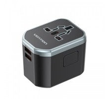 Универсальный дорожный адаптер Vention USB (C + A + A) Черный Vention FJCB0