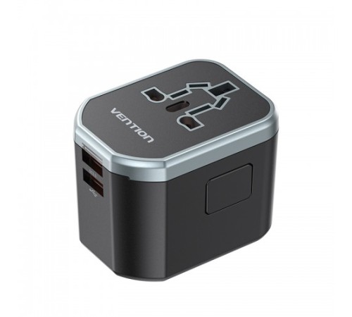 Универсальный дорожный адаптер Vention USB (C + A + A) Черный Vention FJCB0