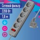 Сетевой фильтр ПВС КОСМОС  3х0.75 серый 1.8м с выключателем