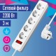 Сетевой фильтр ПВС КОСМОС  3х0.75 белый 3м с выключателем