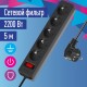 Сетевой фильтр ПВС КОСМОС  3х0.75 черный 5м с выключателем