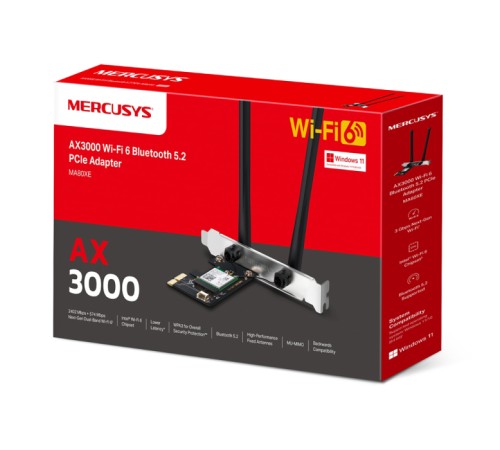 Mercusys MA80XE AX3000 Wi-Fi 6 Bluetooth 5.2 PCIe Adapter