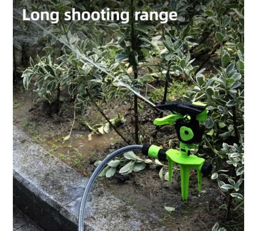 Дождеватель-разбрызгиватель импульсный на 3-х пиках Deli DL581302 площадь орошения до 490кв.м, сектор полива 0-360 град, диаметр шланга 3/4", корпус из ударопрочного пластика