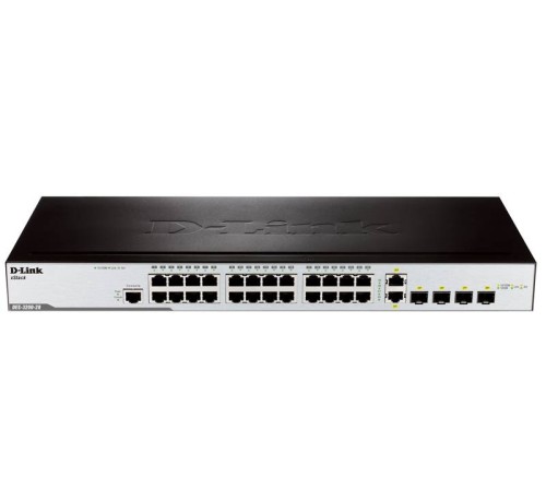 D-Link DES-3200-28 Управляемый L2 коммутатор с 24 портами 10/100Base-TX, 2 портами 100/1000Base-X SFP и 2 комбо-портами