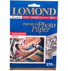 Фотобумага LOMOND Одностороняя Суперглянцевая ярко-белая,  270г/м2, A6 /20л.
