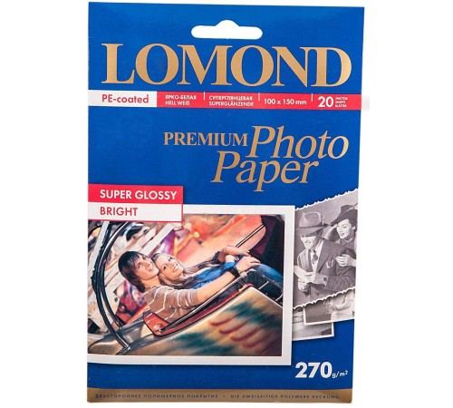 Фотобумага LOMOND Одностороняя Суперглянцевая ярко-белая, 270г/м2, A6 /20л. Фотобумага LOMOND Одностороняя Суперглянцевая ярко-белая, 270г/м2, A6 /20л.