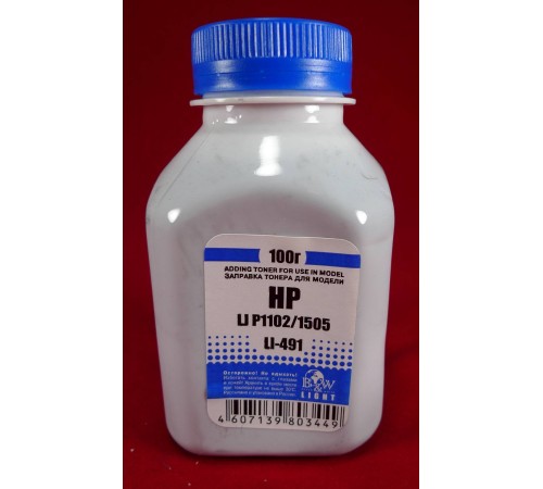 Тонер для картриджей CB436A/CE278A/CE285A/CF283A/CF283X, CRG-713/726/728/737 (фл. 100г) B&W Light фас.Россия