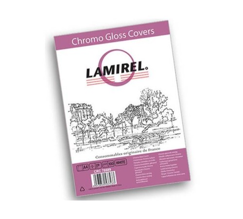 Обложки Lamirel Chromolux A4, картонные, глянцевые, цвет: белый, 230г/м², 100шт