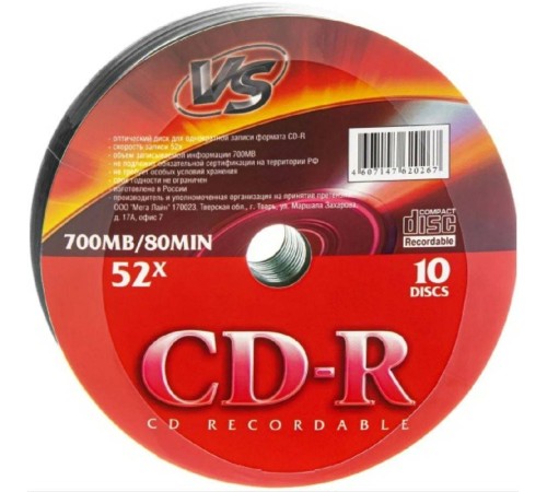 Диски VS CD-R 80 52x Shrink/10