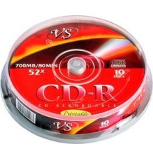 Диск CD-R VS 700 Mb, 52x, Cake Box (10), Printable (10/200)