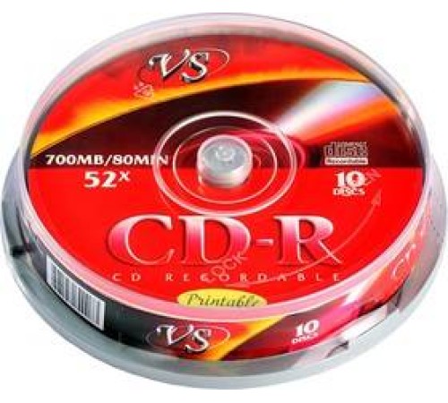 Диск CD-R VS 700 Mb, 52x, Cake Box (10), Printable (10/200)