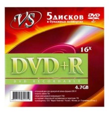 Диски VS DVD+R 4,7 GB 16x конверт/5 (VSDVDPRK501)