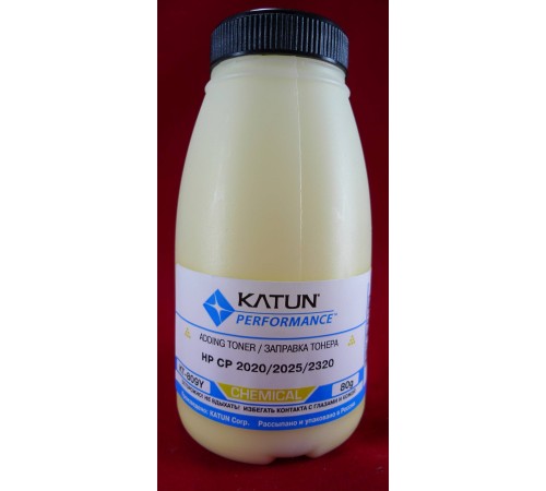 Тонер для картриджей CC532A/CE412A Yellow, химический (фл. 80г) Katun фас.Россия