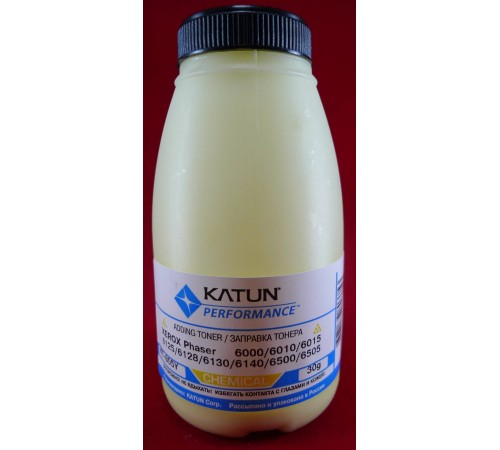 Тонер XEROX Phaser 6000/6010/6015/6125/6128/6130/6140/6500/6505 Yellow, химический (фл. 30г) Katun фас.Россия