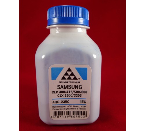 Тонер SAMSUNG CLP 300/315/320/325/360/415/500/510/600/610/660/CLX3300/3305 Cyan (фл. 45г) AQC-США фас.Россия