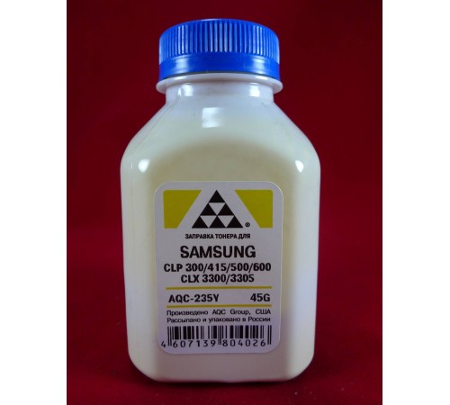 Тонер SAMSUNG CLP 300/315/320/325/360/415/500/510/600/610/660/CLX3300/3305 Yellow (фл. 45г) AQC-США фас.Россия