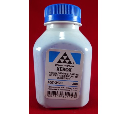 Тонер XEROX Phaser 6000/6010/6015/6125/6128/6130/6140/6500/6505  Cyan (фл. 30г) AQC-США фас.Россия