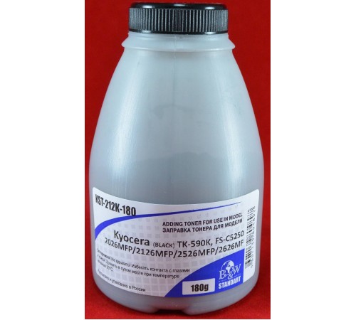 Тонер для Kyocera TK-590K, FS-C5250/2026MFP/2126MFP/2526MFP Black (фл. 180г) 7K B&W Standart Tomoegawa фас.Россия